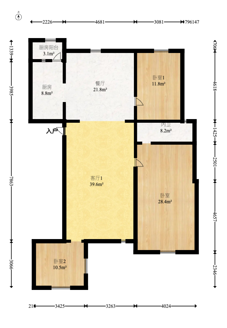 吉联小区（红墅湾）  3室2厅1卫   430.00万室内图1