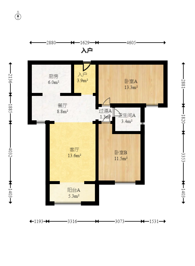 龙湖湘风原著(龙湖湘风星城) 2室2厅1卫 65.0万 龙湖湘风原著(龙湖湘风星城) 2室2厅1卫 65.0万户型图
