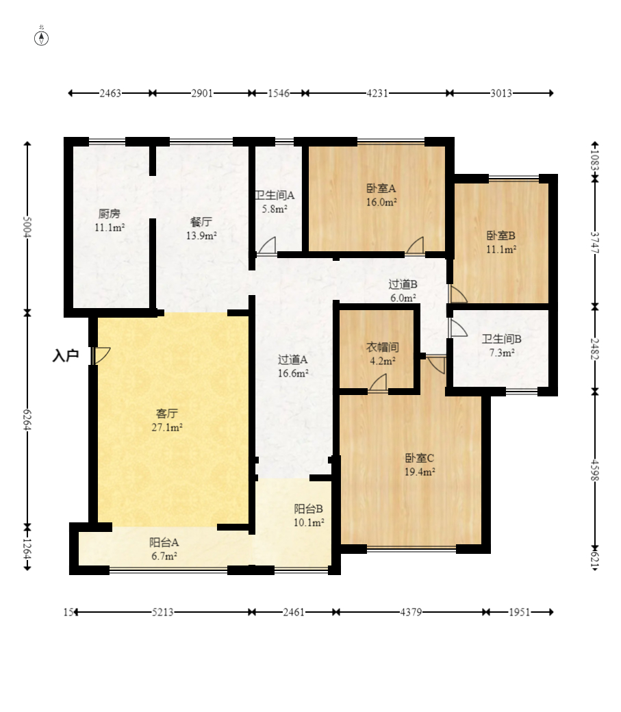 圣爵菲斯  3室1厅3卫   235.00万室内图1