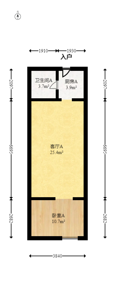 绿地之窗  1室1厅1卫   35.80万室内图1