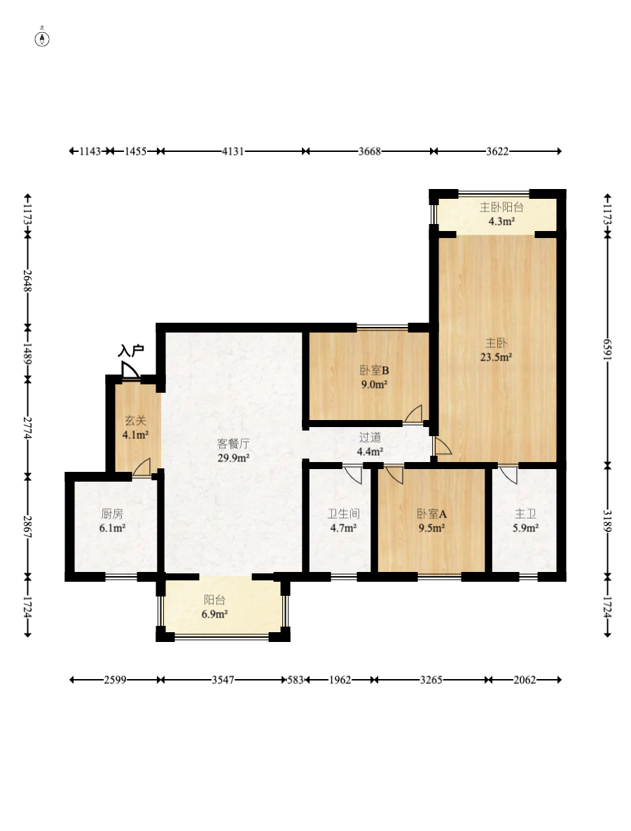 蓝光雍锦阁  3室2厅2卫   148.00万室内图1