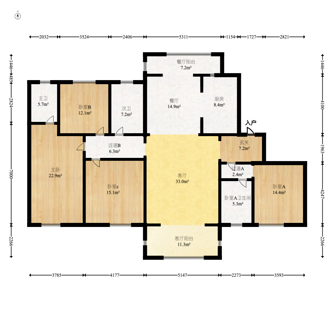 明昇壹城(明昇时代广场)二期 4室2厅3卫 288.0万 明昇壹城(明昇时代广场)二期 4室2厅3卫 288.0万户型图