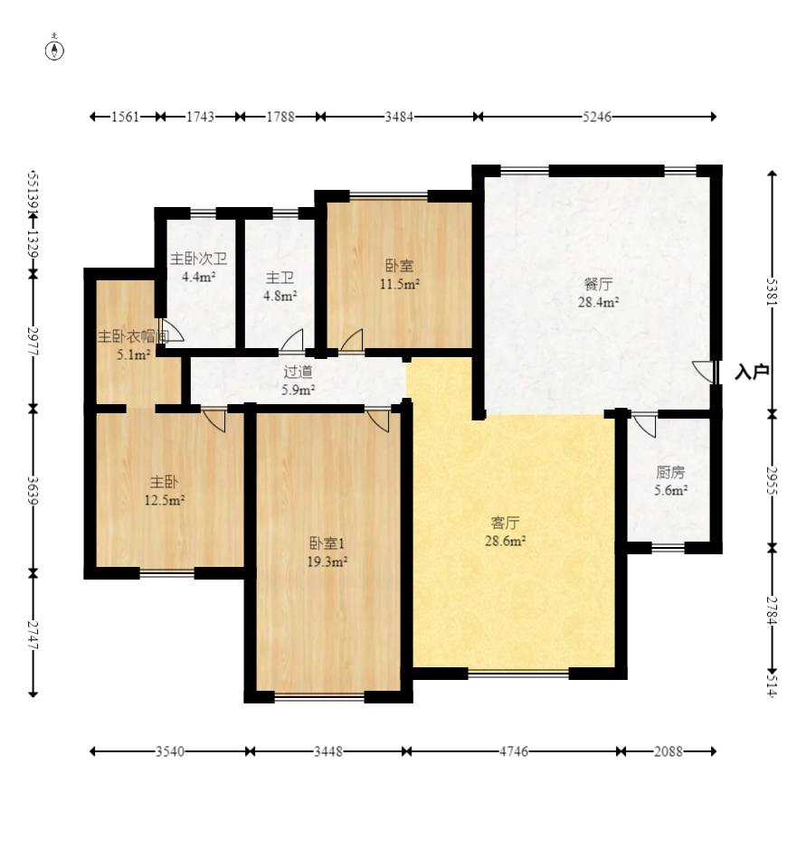 筑梦星园  4室2厅2卫    110.8万室内图1