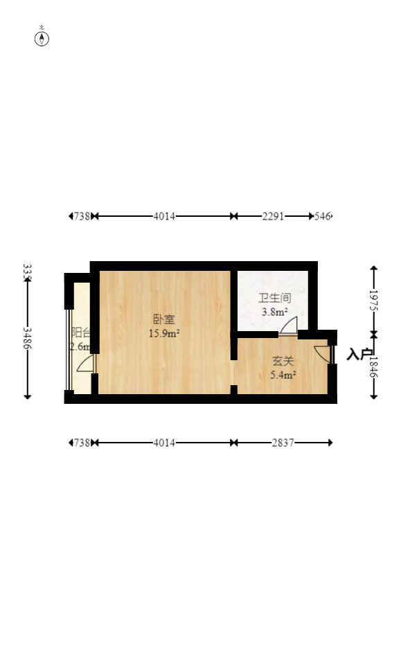 名富公寓  1室1厅1卫   28.00万室内图1