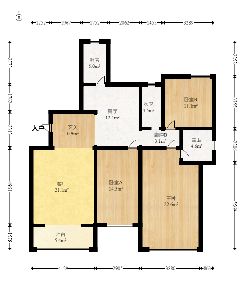 云栖谷  3室2厅2卫   118.00万室内图1