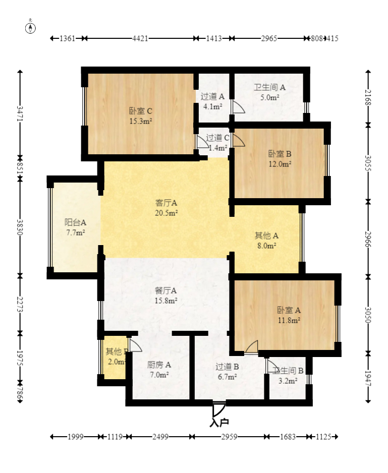 万科金域华府三四期  4室2厅2卫    152.0万 万科金域华府三四期  4室2厅2卫    152.0万户型图