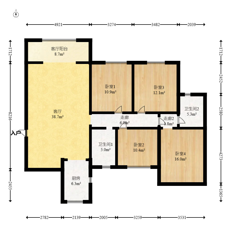 才子嘉都  4室2厅2卫   118.00万室内图1