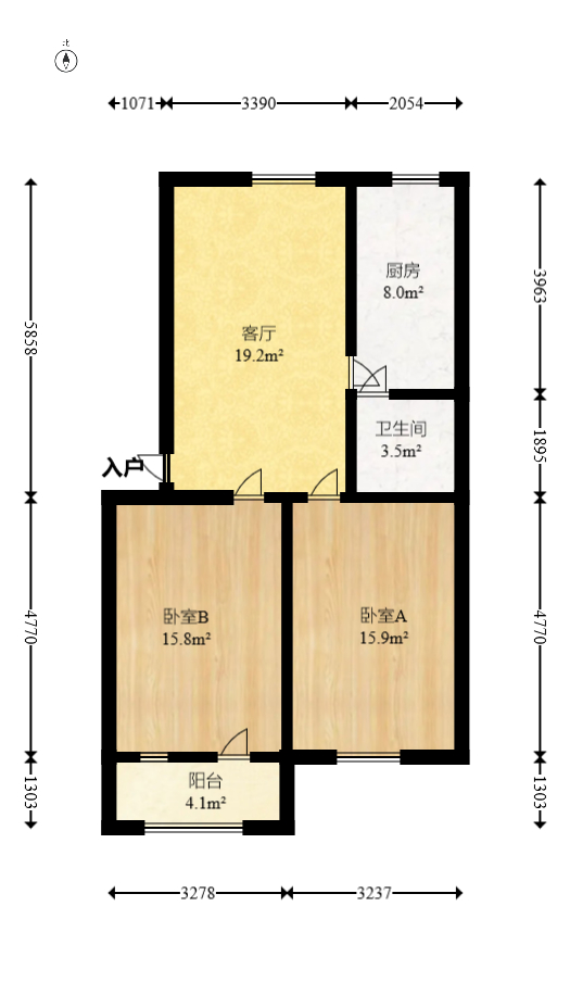 商业储运公司宿舍  2室1厅1卫   64.00万室内图1