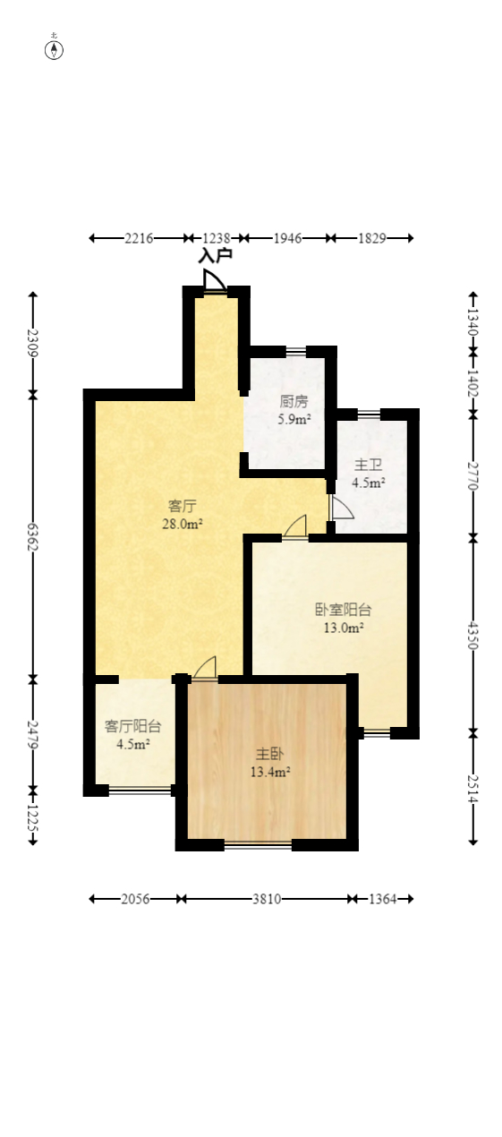 郡原居里  2室1厅1卫   59.80万室内图1