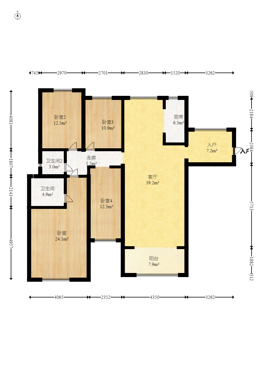 康桥长郡 4室2厅2卫 108.0万 康桥长郡 4室2厅2卫 108.0万户型图