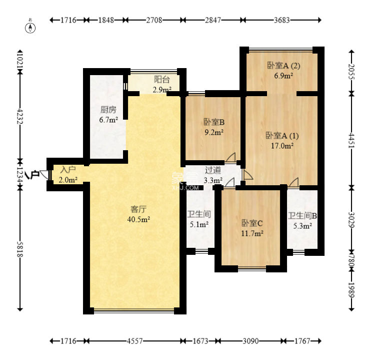 麓谷明珠  3室2厅2卫    119.0万