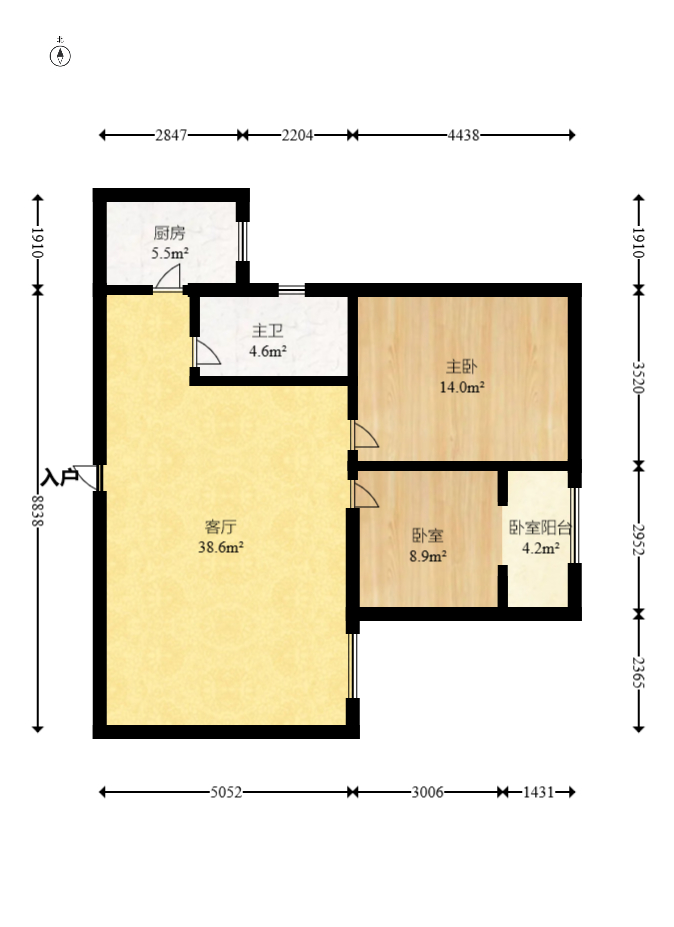 楚天世纪城东苑 2室2厅1卫 56.8万 楚天世纪城东苑 2室2厅1卫 56.8万户型图