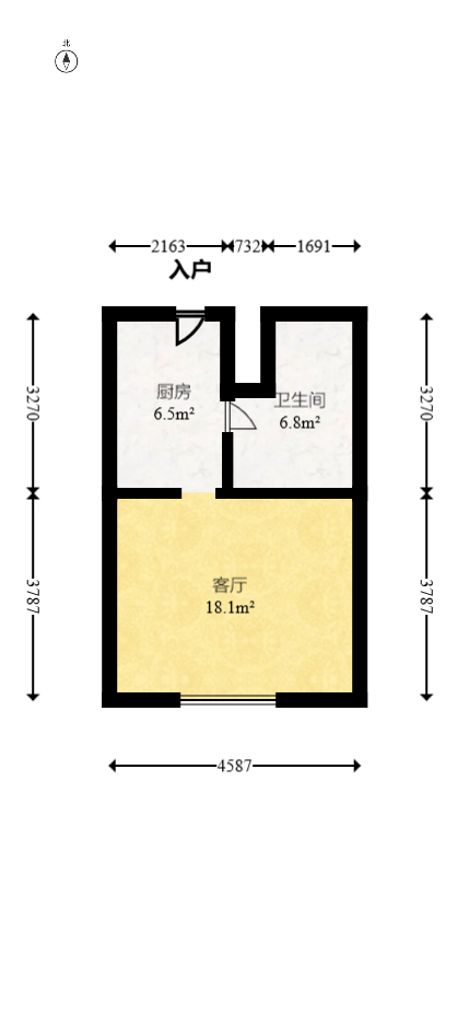 沁园春御院  1室1厅1卫   50.00万室内图1