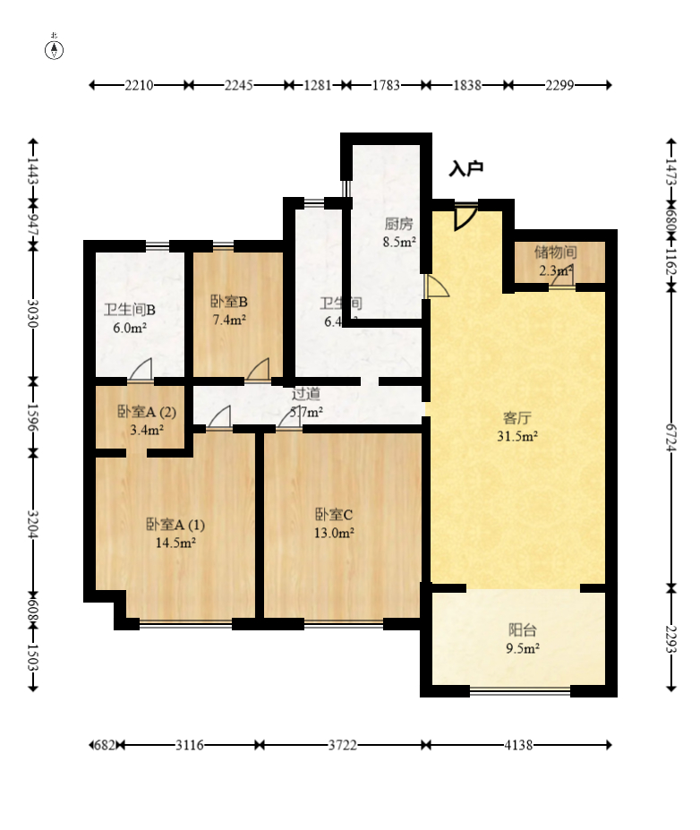 梅溪湖金茂府（金茂广场）（金茂览秀城）  3室2厅2卫    225.0万室内图1