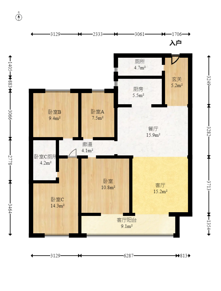 城发恒伟星雅韵（恒伟星辉苑）  4室3厅2卫   180.00万室内图1