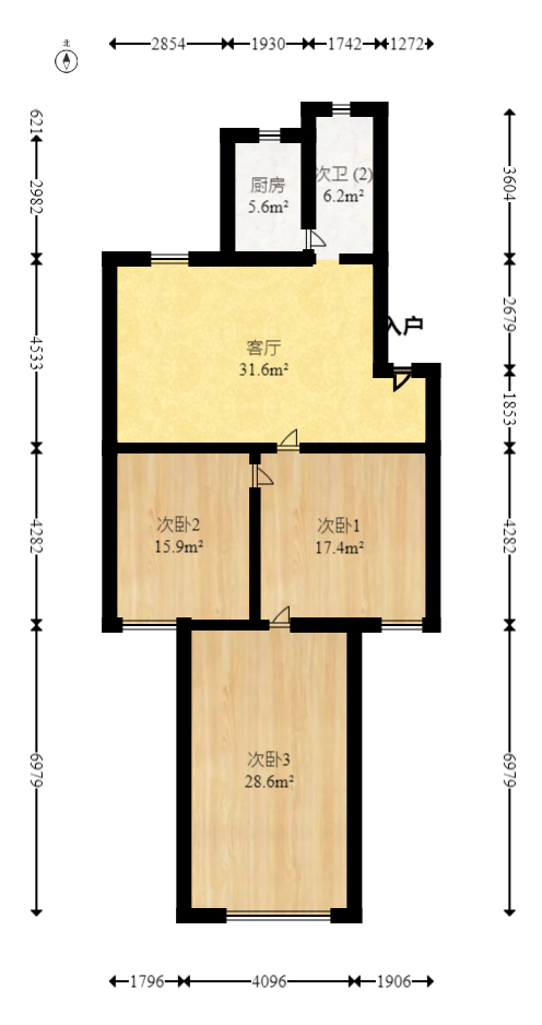 古堆山送变电宿舍  3室1厅1卫   65.60万室内图1