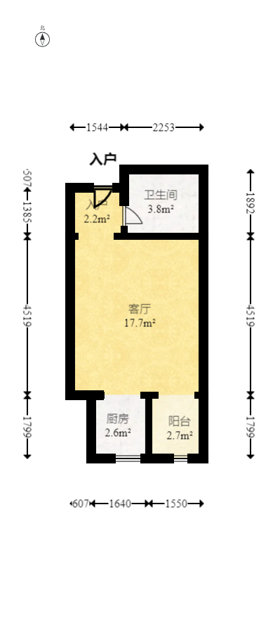 未来漫城 1室1厅1卫 36.0万 未来漫城 1室1厅1卫 36.0万户型图