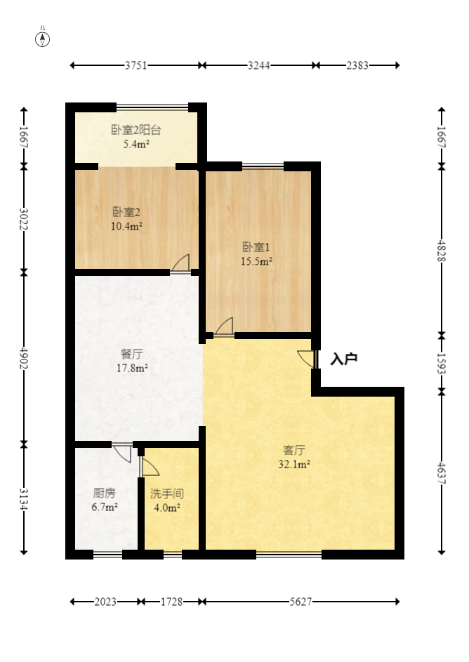 怡景民居  3室2厅2卫   75.00万室内图1