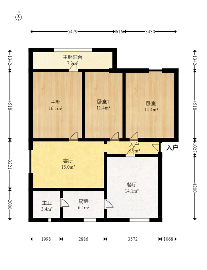 晓园宿舍（晓园路湘运小区）  3室2厅1卫   79.80万室内图1