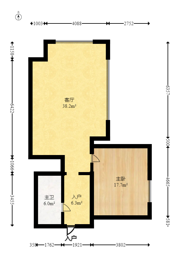 BOBO国际  2室1厅1卫   99.00万室内图1