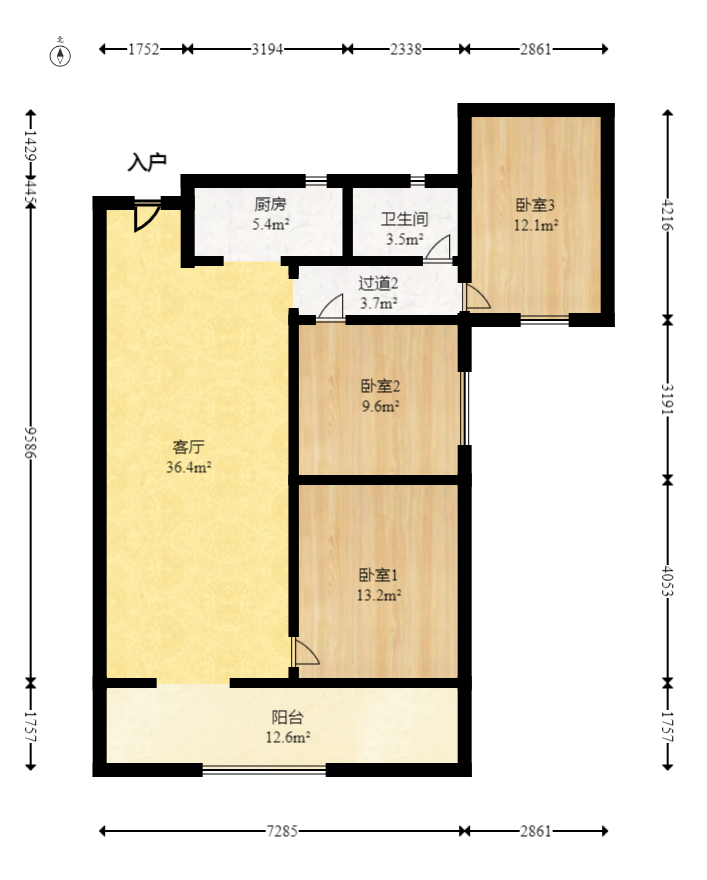 新华联梦想城 3室2厅1卫 65.0万 新华联梦想城 3室2厅1卫 65.0万户型图