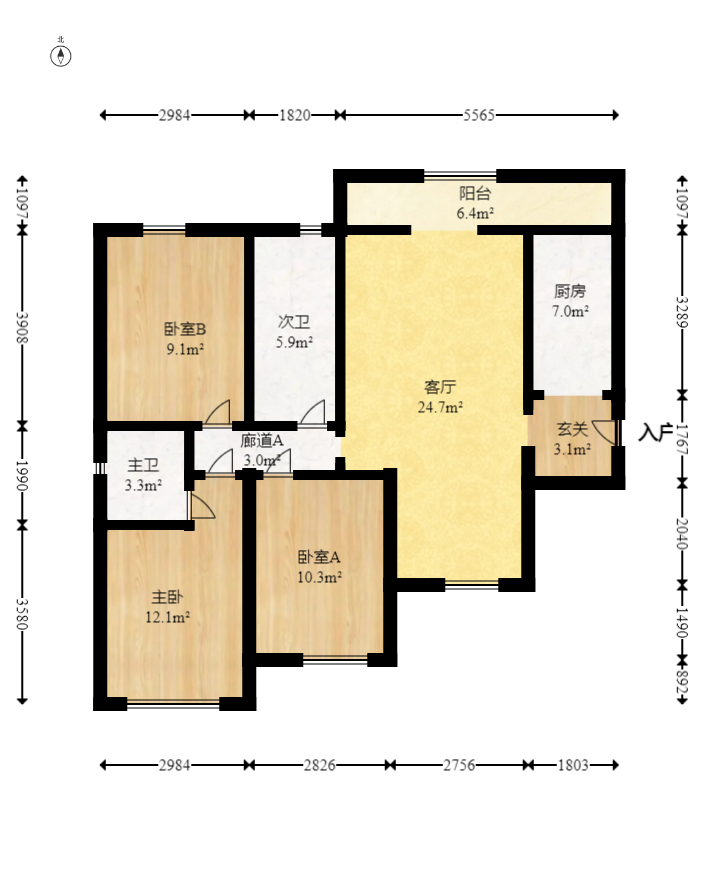 江山帝景哈佛  3室2廳2衛(wèi)    105.0萬室內(nèi)圖1