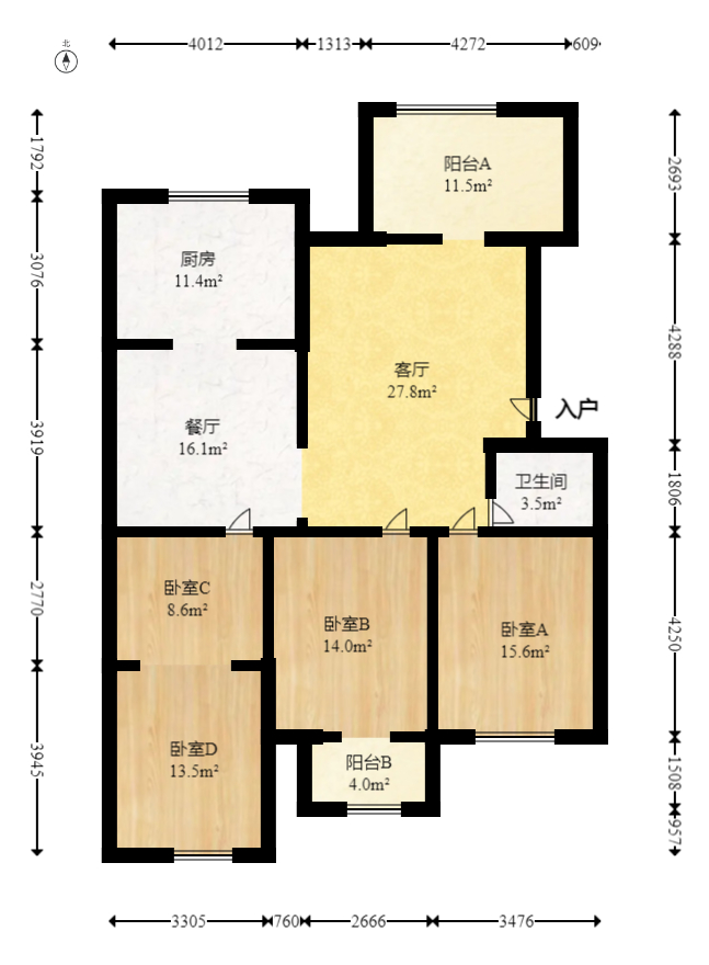 德邦新村  3室2厅1卫   72.80万室内图1