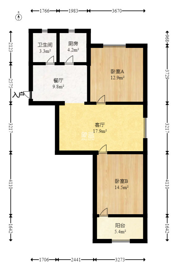 蒋家垅省建六公司宿舍  2室2厅1卫   35.00万