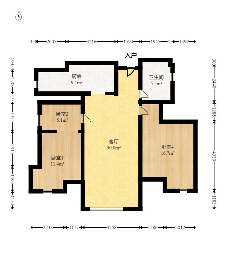 湘江雅颂居  2室2厅1卫   127.00万室内图1