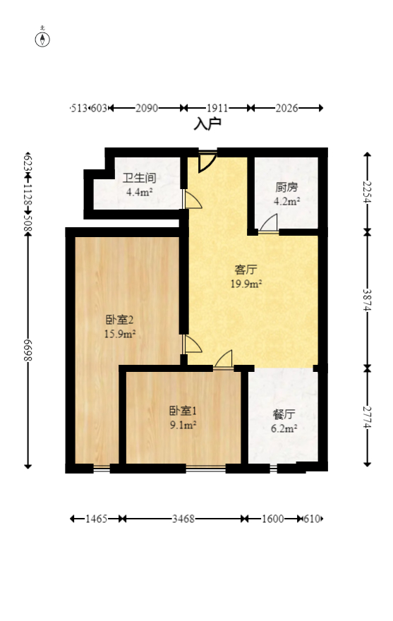 才子嘉都  2室1厅1卫    41.8万室内图1