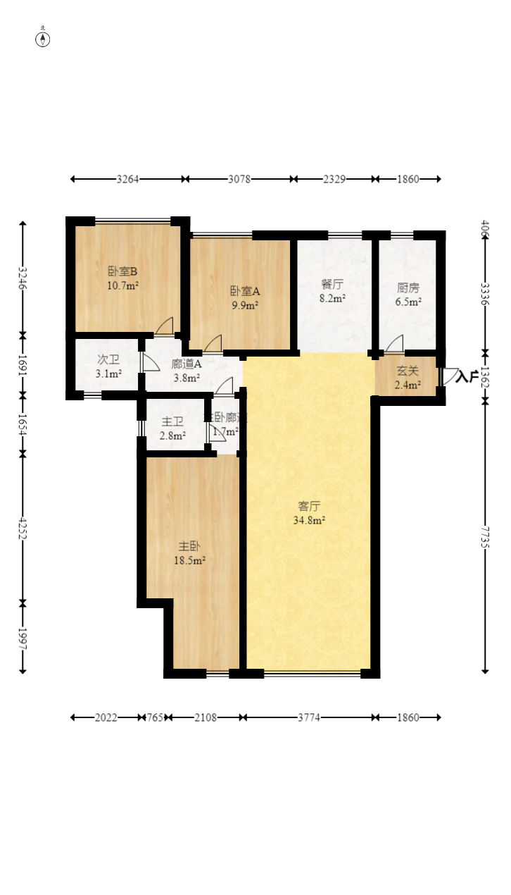 建投象山国际  3室2厅2卫    145.0万室内图1