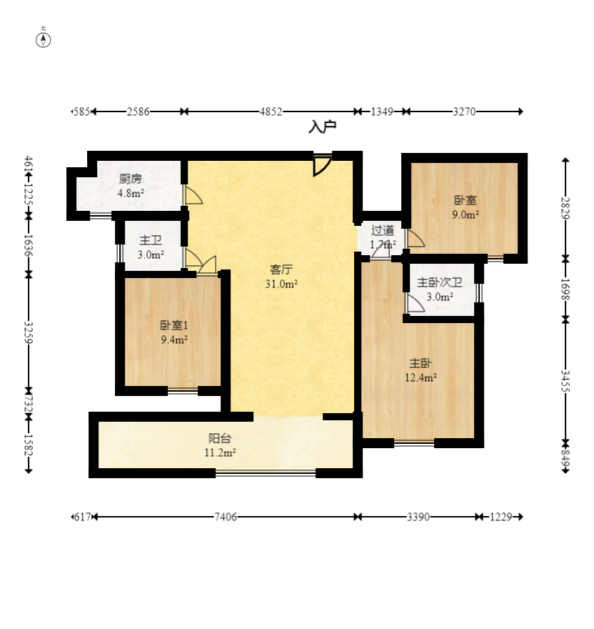星雅美辰 3室2厅2卫 89.0万 星雅美辰 3室2厅2卫 89.0万户型图