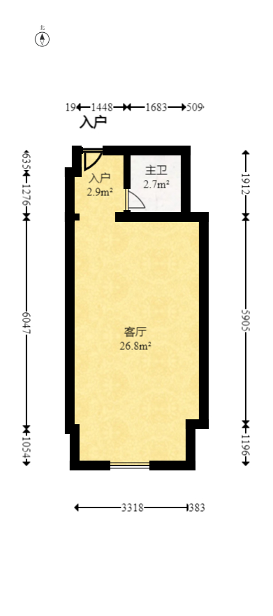 艾美潇湘 1室1厅1卫 29.96万 艾美潇湘 1室1厅1卫 29.96万户型图