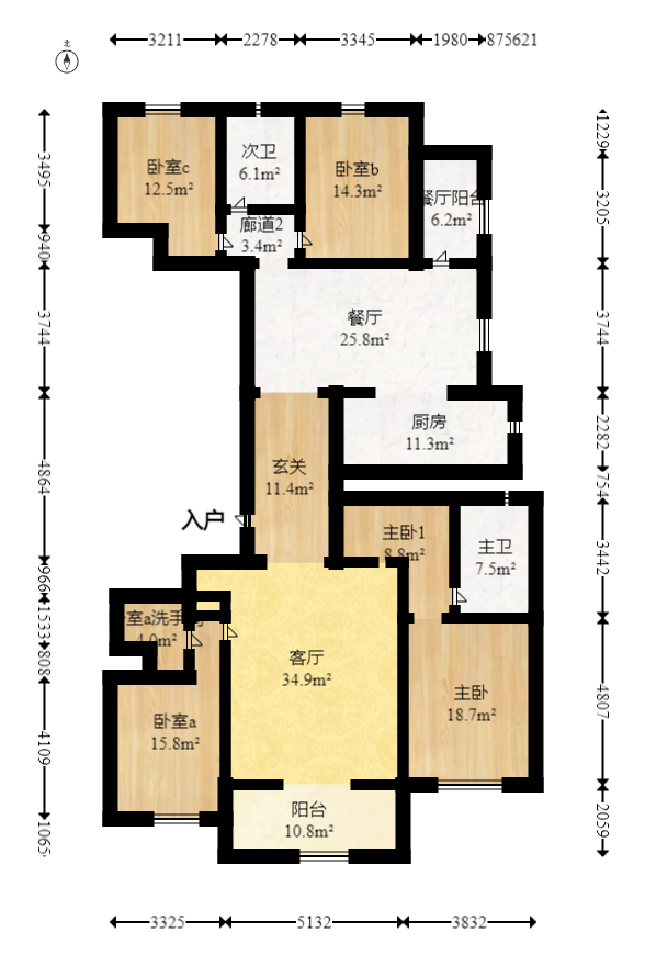 梅溪华府（新城金茂梦想华府）  4室2厅3卫   360.00万室内图1