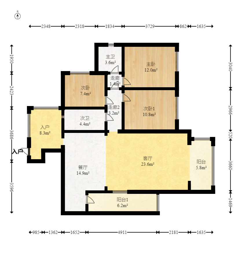 海秀花园 3室2厅2卫 190.0万 海秀花园 3室2厅2卫 190.0万户型图