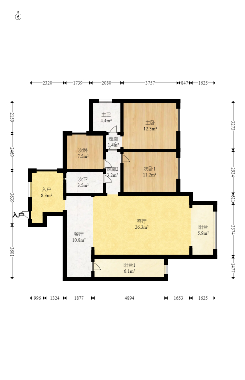 海秀花园 3室2厅2卫 206.0万 海秀花园 3室2厅2卫 206.0万户型图