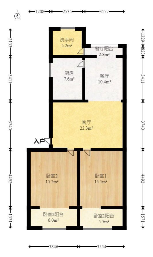 教育电视台宿舍  2室2厅1卫   105.80万室内图1