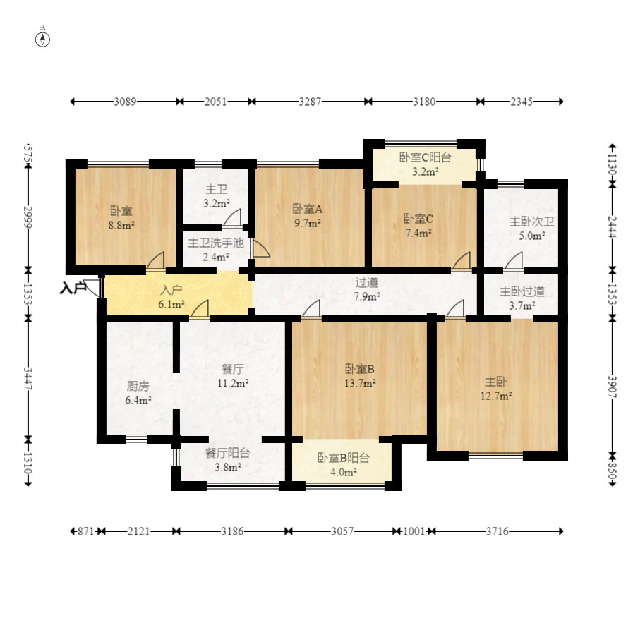 金科时代中心 4室2厅2卫 99.0万 金科时代中心 4室2厅2卫 99.0万户型图