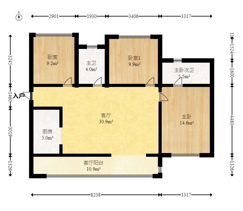 湖湘奥林匹克花园 3室2厅2卫 75.00万 湖湘奥林匹克花园 3室2厅2卫 75.00万户型图