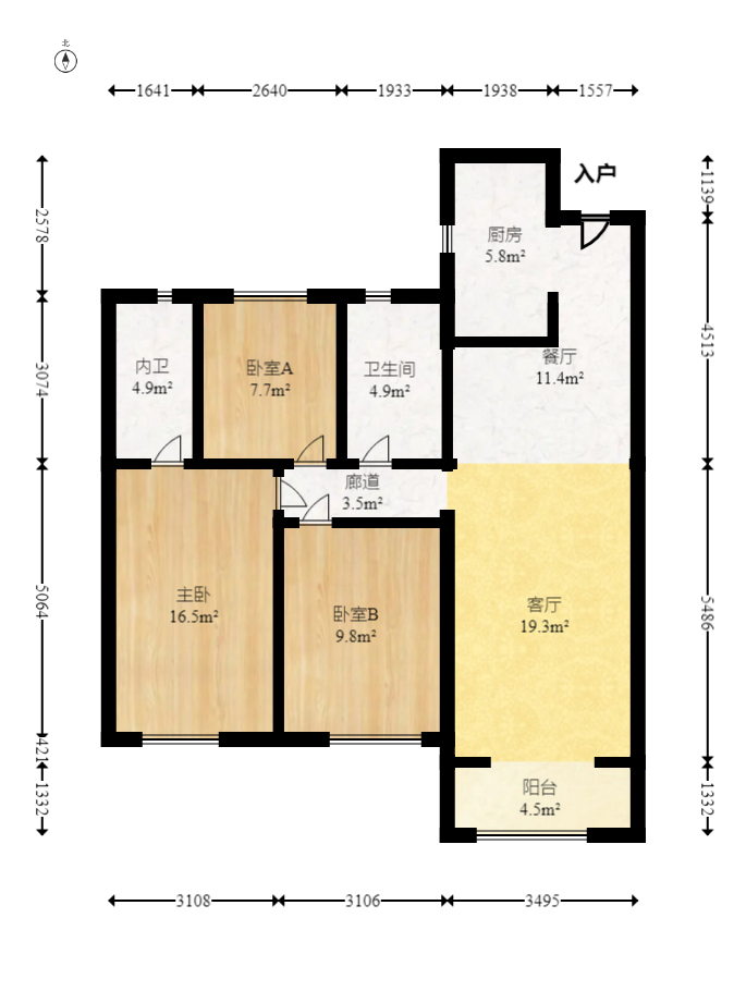 长沙高铁吾悦广场  3室2厅2卫    149.0万室内图1
