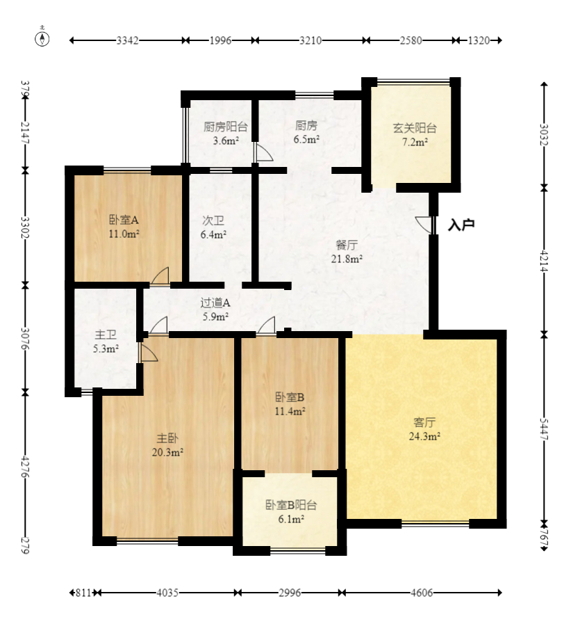 一品东庭  3室2厅1卫   116.00万室内图1