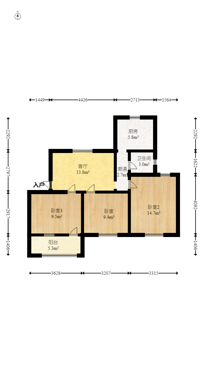 湘仪家园  3室1厅1卫   45.00万室内图1