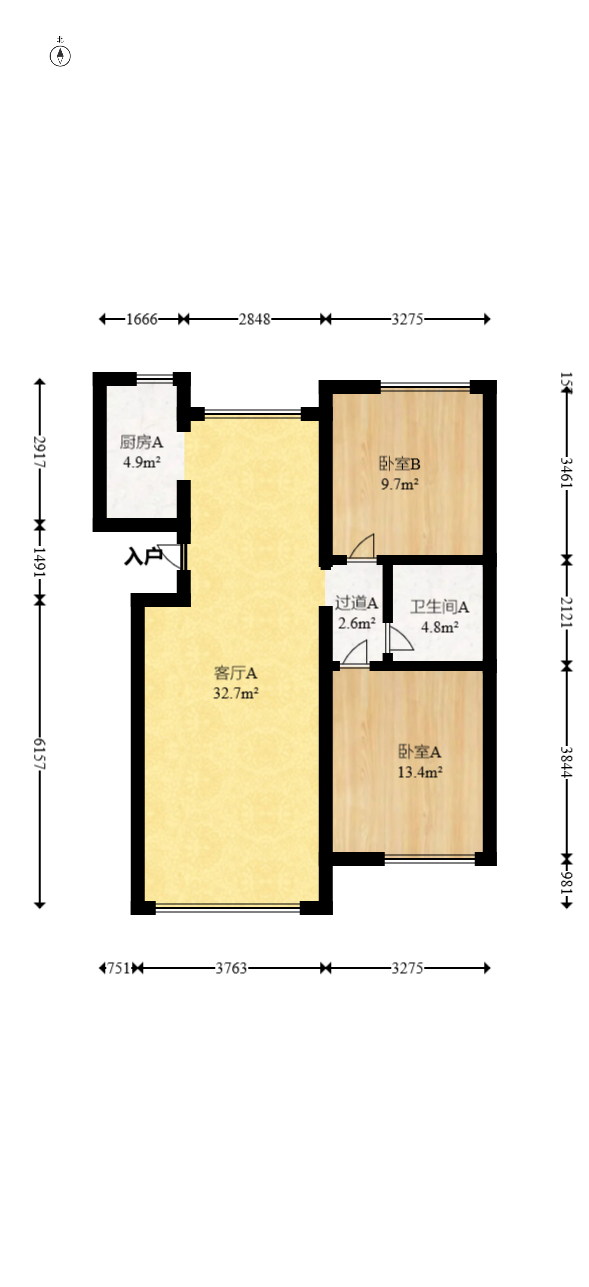 五矿万境水岸三期  2室1厅1卫   127.00万室内图1