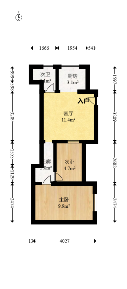 千禧郎大厦  1室1厅1卫   73.80万室内图1