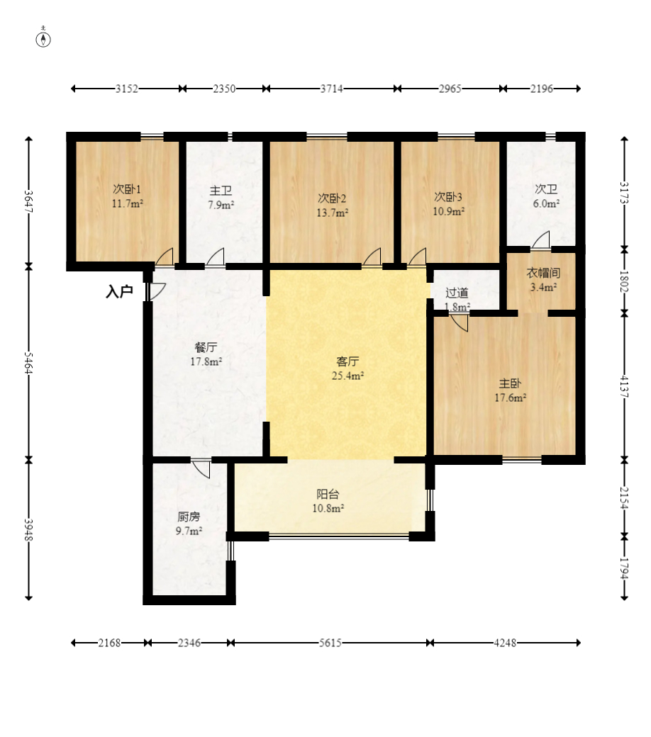 北辰三角洲C3区  4室2厅2卫   264.00万室内图1