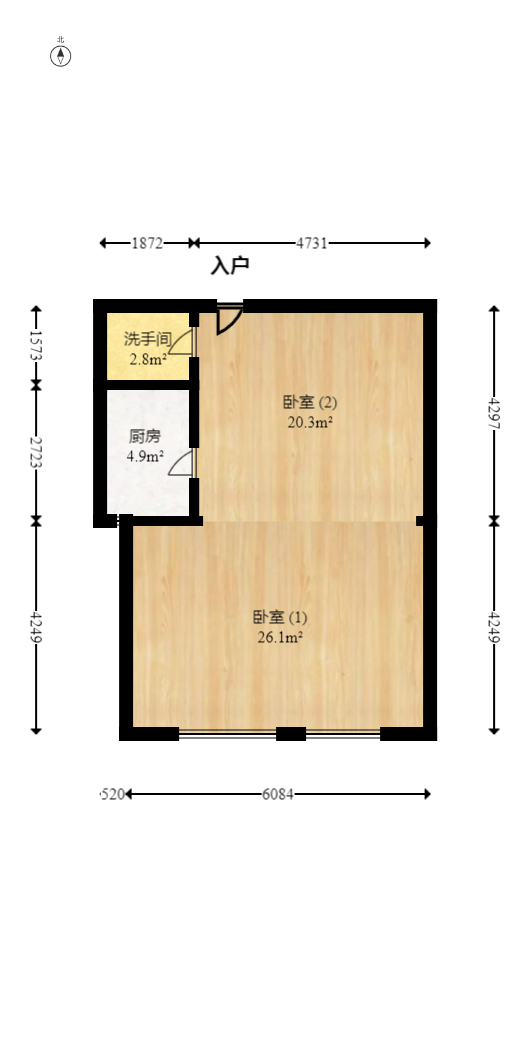 建鸿达华都（华都小户型及大华写字楼）  2室1厅1卫    66.0万室内图1