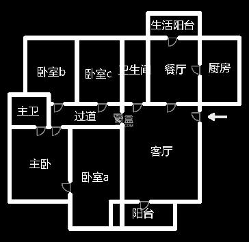房地产管理局家属楼（梓泽园）  4室2厅2卫   79.80万室内图1