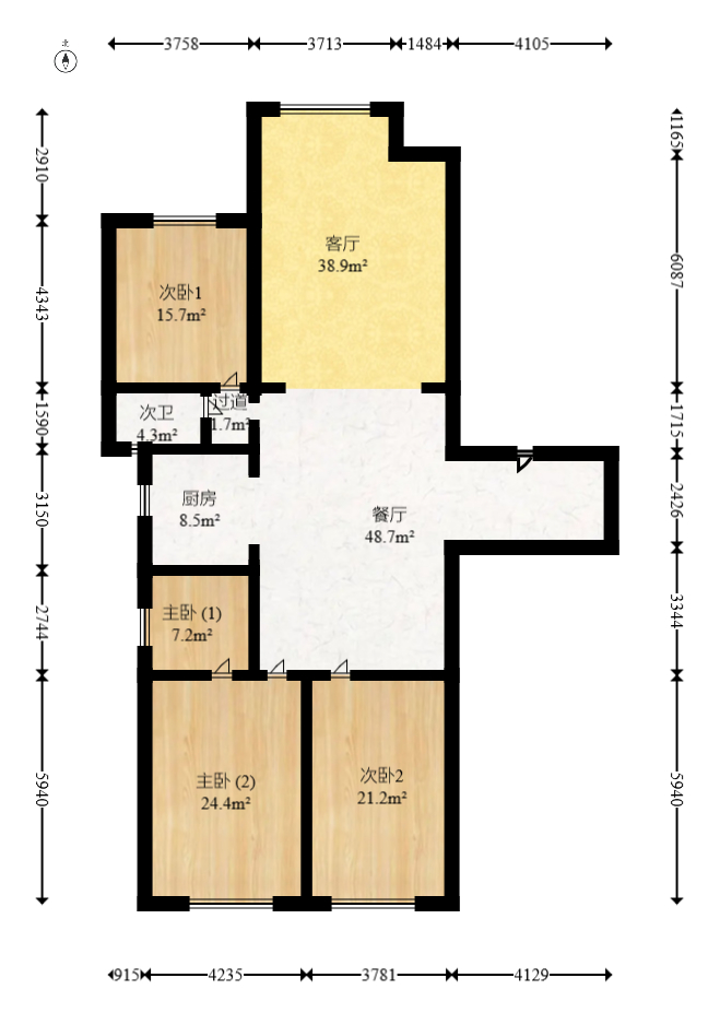 城市森林  3室2廳2衛(wèi)    128.0萬室內(nèi)圖1