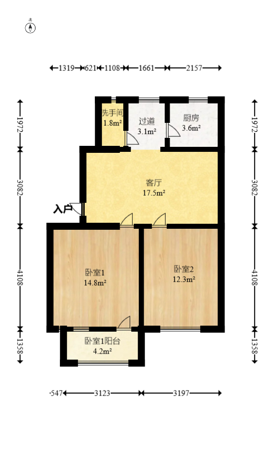 省气象局宿舍  2室1厅1卫   50.00万室内图1