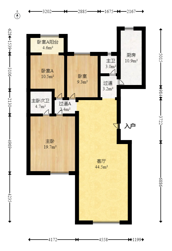 楚天馨苑  3室2厅1卫   73.00万室内图1